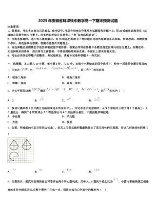 2025年安徽省蚌埠铁中数学高一下期末预测试题含解析