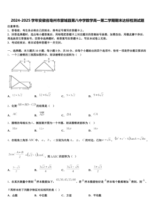 2024-2025学年安徽省亳州市蒙城县第八中学数学高一第二学期期末达标检测试题含解析
