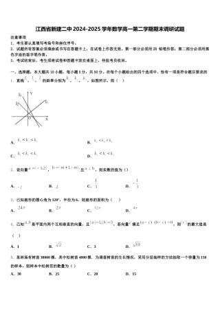 江西省新建二中2024-2025学年数学高一第二学期期末调研试题含解析