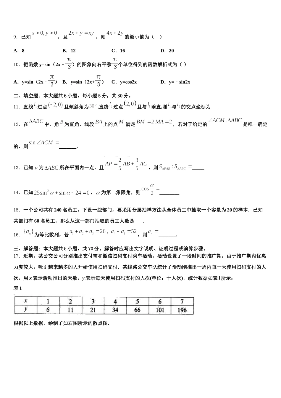 辽宁省葫芦岛市兴城高级中学2025届高一下数学期末检测模拟试题含解析_第3页