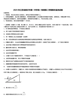 2025年江苏省新沂市第一中学高一物理第二学期期末监测试题含解析