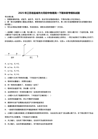 2025年江苏省盐城市大冈初中物理高一下期末联考模拟试题含解析