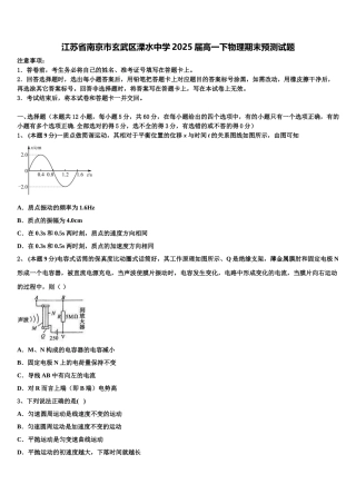 江苏省南京市玄武区溧水中学2025届高一下物理期末预测试题含解析