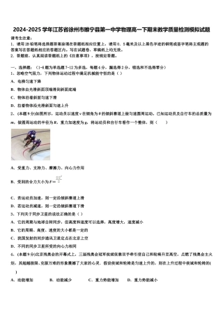 2024-2025学年江苏省徐州市睢宁县第一中学物理高一下期末教学质量检测模拟试题含解析