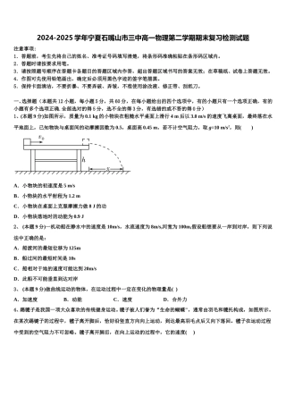 2024-2025学年宁夏石嘴山市三中高一物理第二学期期末复习检测试题含解析