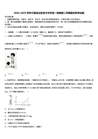 2024-2025学年宁夏自治区育才中学高一物理第二学期期末联考试题含解析