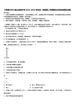 宁夏银川市六盘山高级中学2024-2025学年高一物理第二学期期末达标检测模拟试题含解析
