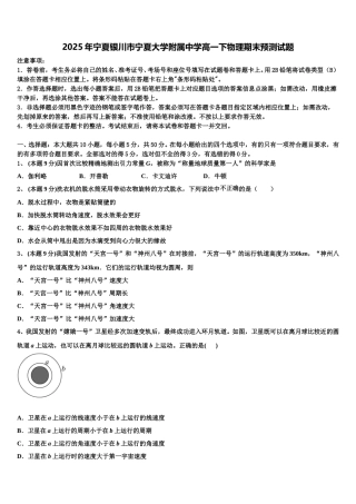 2025年宁夏银川市宁夏大学附属中学高一下物理期末预测试题含解析