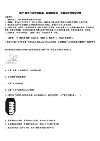 2025届贵州省罗甸县第一中学物理高一下期末联考模拟试题含解析