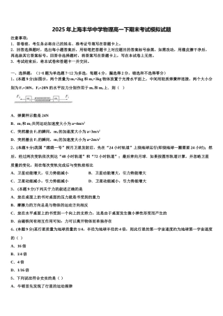 2025年上海丰华中学物理高一下期末考试模拟试题含解析