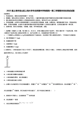 2025届上海市宝山区上海大学市北附属中学物理高一第二学期期末综合测试试题含解析