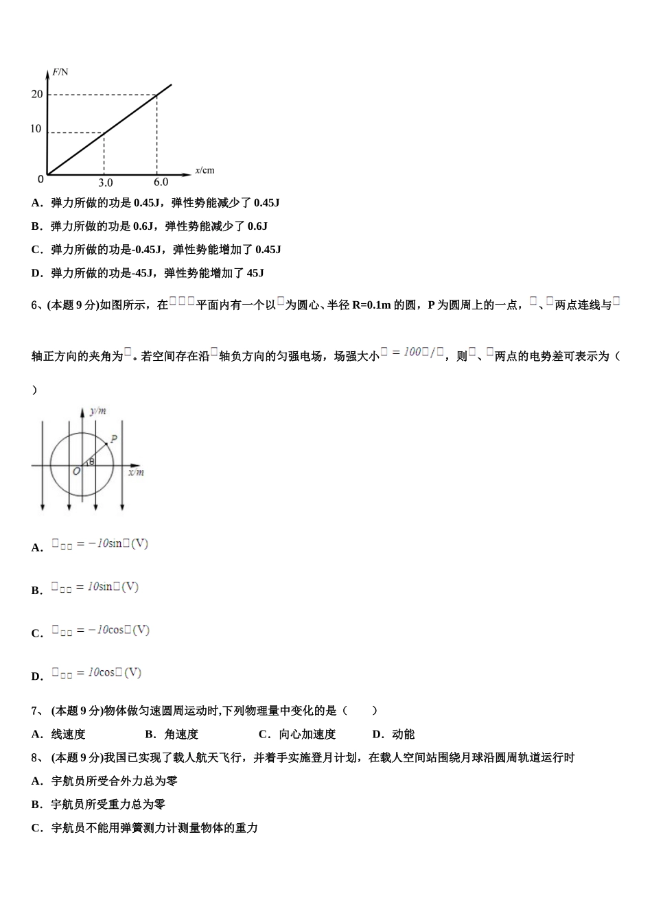 上海市延安初级中学2024-2025学年高一物理第二学期期末教学质量检测试题含解析_第2页