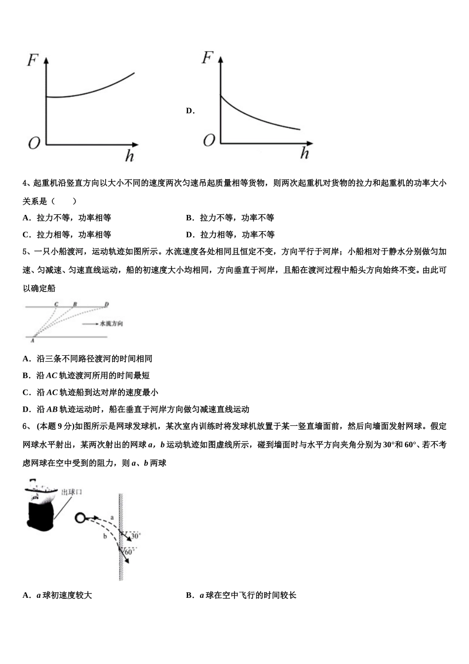 2025年上海市复旦大学附属中学高一物理第二学期期末检测模拟试题含解析_第2页