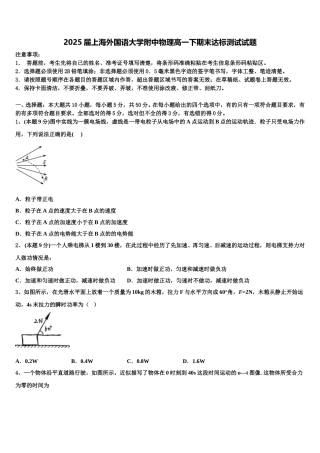 2025届上海外国语大学附中物理高一下期末达标测试试题含解析