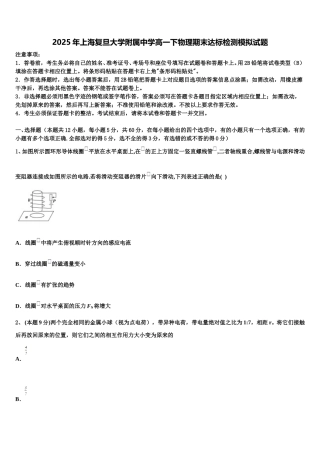 2025年上海复旦大学附属中学高一下物理期末达标检测模拟试题含解析
