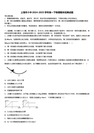 上海市十中2024-2025学年高一下物理期末经典试题含解析