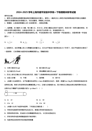 2024-2025学年上海市建平实验中学高一下物理期末联考试题含解析