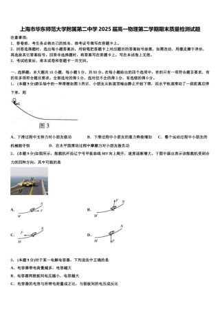 上海市华东师范大学附属第二中学2025届高一物理第二学期期末质量检测试题含解析