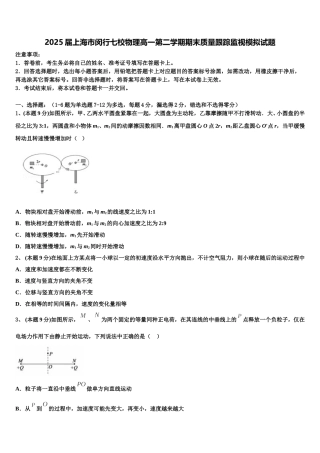 2025届上海市闵行七校物理高一第二学期期末质量跟踪监视模拟试题含解析
