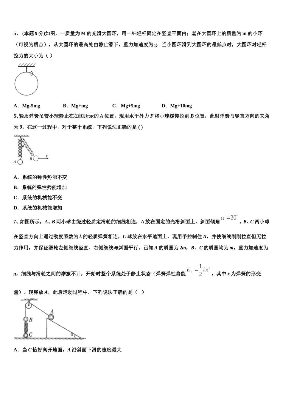 2024-2025学年四川省眉山车城中学物理高一第二学期期末考试试题含解析_第2页