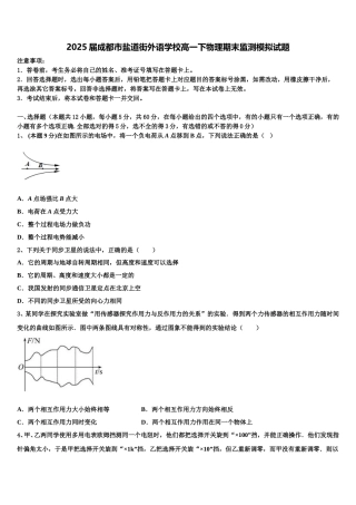 2025届成都市盐道街外语学校高一下物理期末监测模拟试题含解析