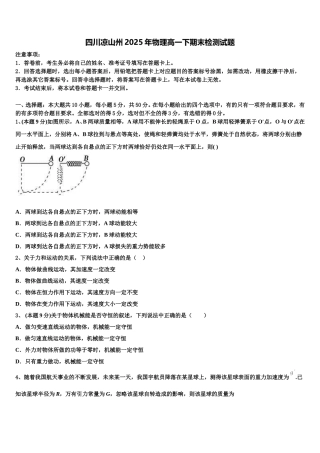 四川凉山州2025年物理高一下期末检测试题含解析