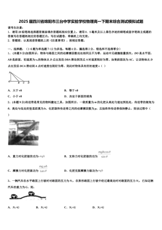 2025届四川省绵阳市三台中学实验学校物理高一下期末综合测试模拟试题含解析