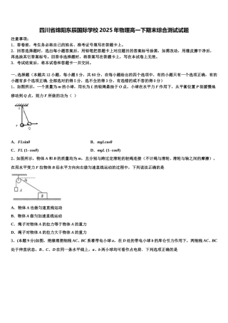 四川省绵阳东辰国际学校2025年物理高一下期末综合测试试题含解析