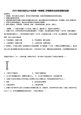 2025年四川省乐山十校高高一物理第二学期期末达标检测模拟试题含解析