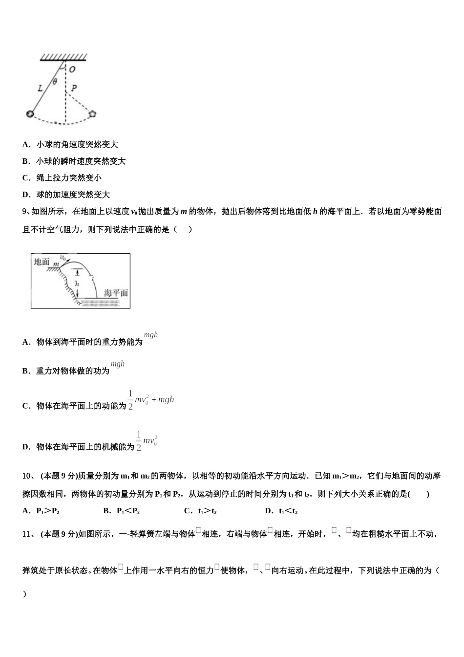 2025年四川省北大附中成都为明学校物理高一第二学期期末监测模拟试题含解析_第3页