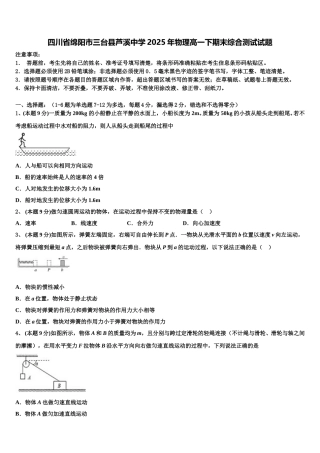 四川省绵阳市三台县芦溪中学2025年物理高一下期末综合测试试题含解析