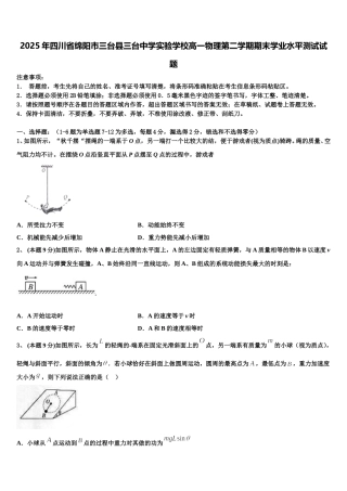 2025年四川省绵阳市三台县三台中学实验学校高一物理第二学期期末学业水平测试试题含解析