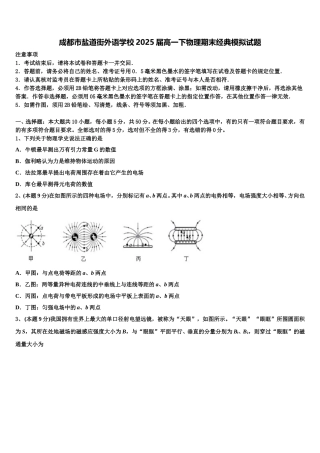 成都市盐道街外语学校2025届高一下物理期末经典模拟试题含解析