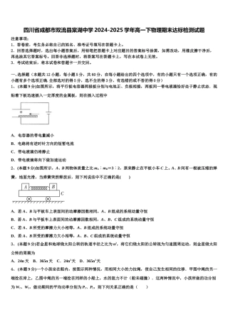 四川省成都市双流县棠湖中学2024-2025学年高一下物理期末达标检测试题含解析