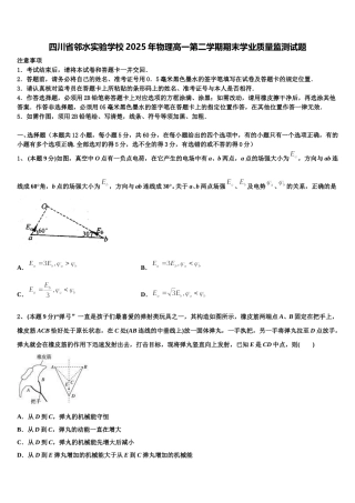 四川省邻水实验学校2025年物理高一第二学期期末学业质量监测试题含解析