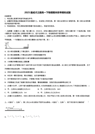 2025届成才之路高一下物理期末统考模拟试题含解析