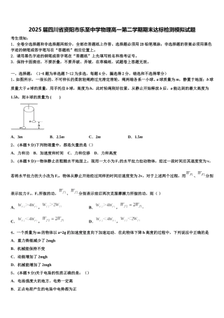 2025届四川省资阳市乐至中学物理高一第二学期期末达标检测模拟试题含解析