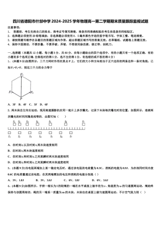 四川省德阳市什邡中学2024-2025学年物理高一第二学期期末质量跟踪监视试题含解析