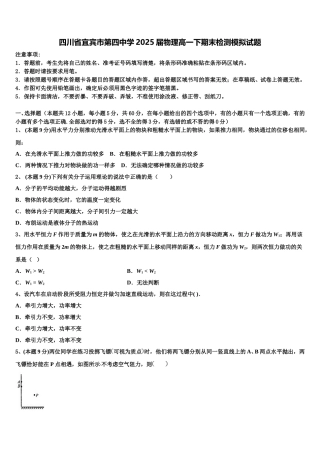 四川省宜宾市第四中学2025届物理高一下期末检测模拟试题含解析