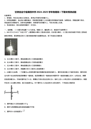 甘肃省会宁县第四中学2024-2025学年物理高一下期末预测试题含解析
