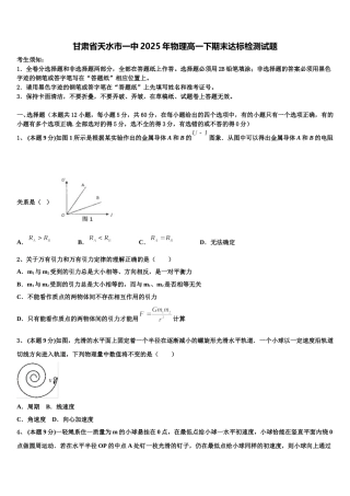 甘肃省天水市一中2025年物理高一下期末达标检测试题含解析