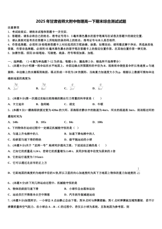 2025年甘肃省师大附中物理高一下期末综合测试试题含解析