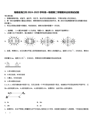 海南省海口市2024-2025学年高一物理第二学期期末达标测试试题含解析
