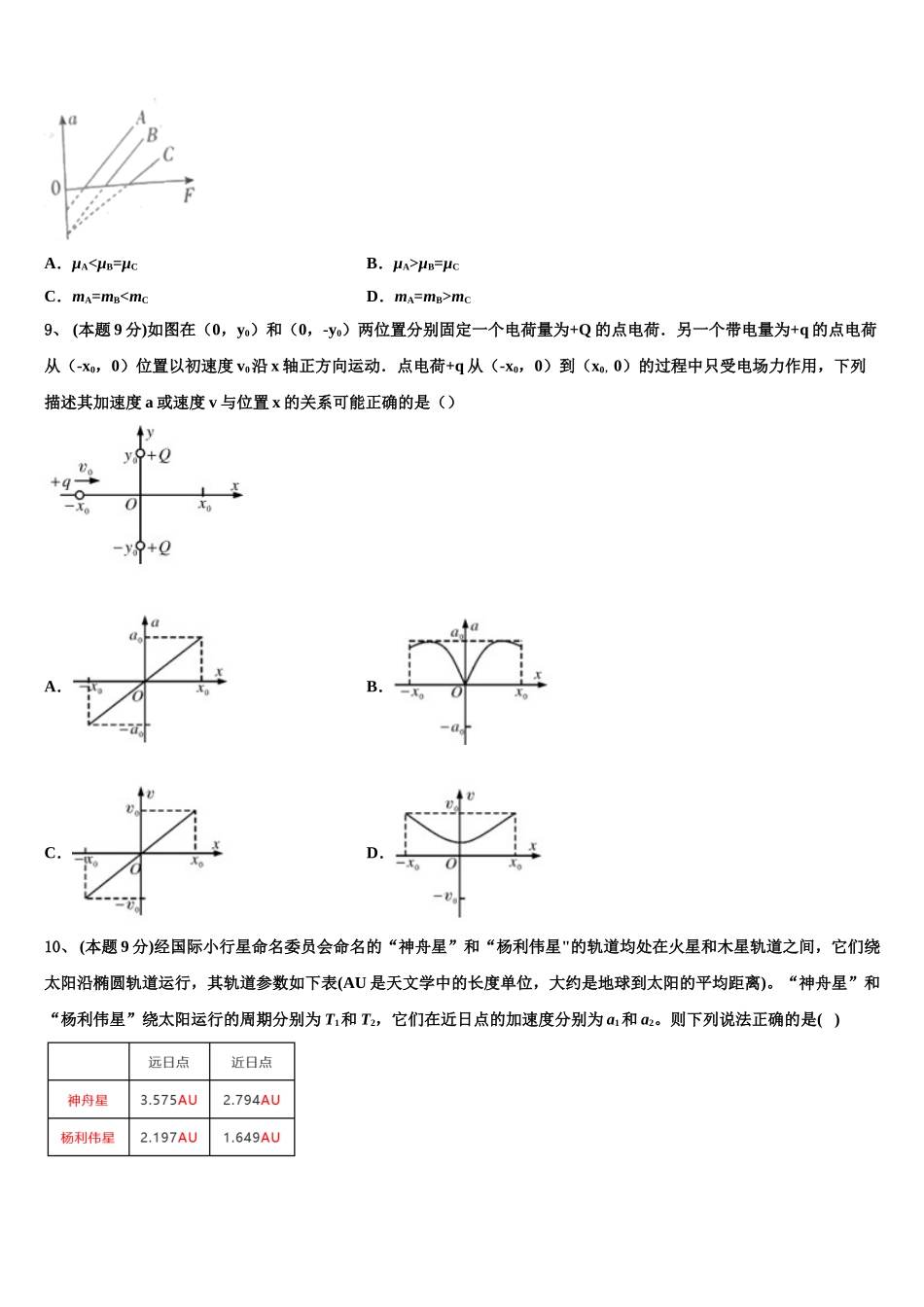 广东省阳江市2024-2025学年物理高一下期末学业水平测试模拟试题含解析_第3页