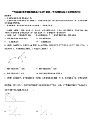 广东省深圳市罗湖外国语学校2025年高一下物理期末学业水平测试试题含解析