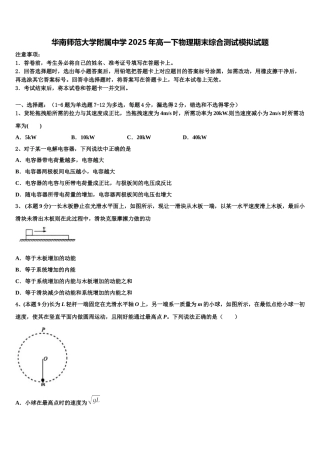 华南师范大学附属中学2025年高一下物理期末综合测试模拟试题含解析