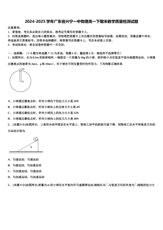 2024-2025学年广东省兴宁一中物理高一下期末教学质量检测试题含解析