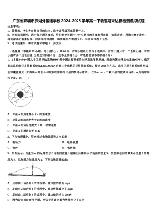 广东省深圳市罗湖外国语学校2024-2025学年高一下物理期末达标检测模拟试题含解析