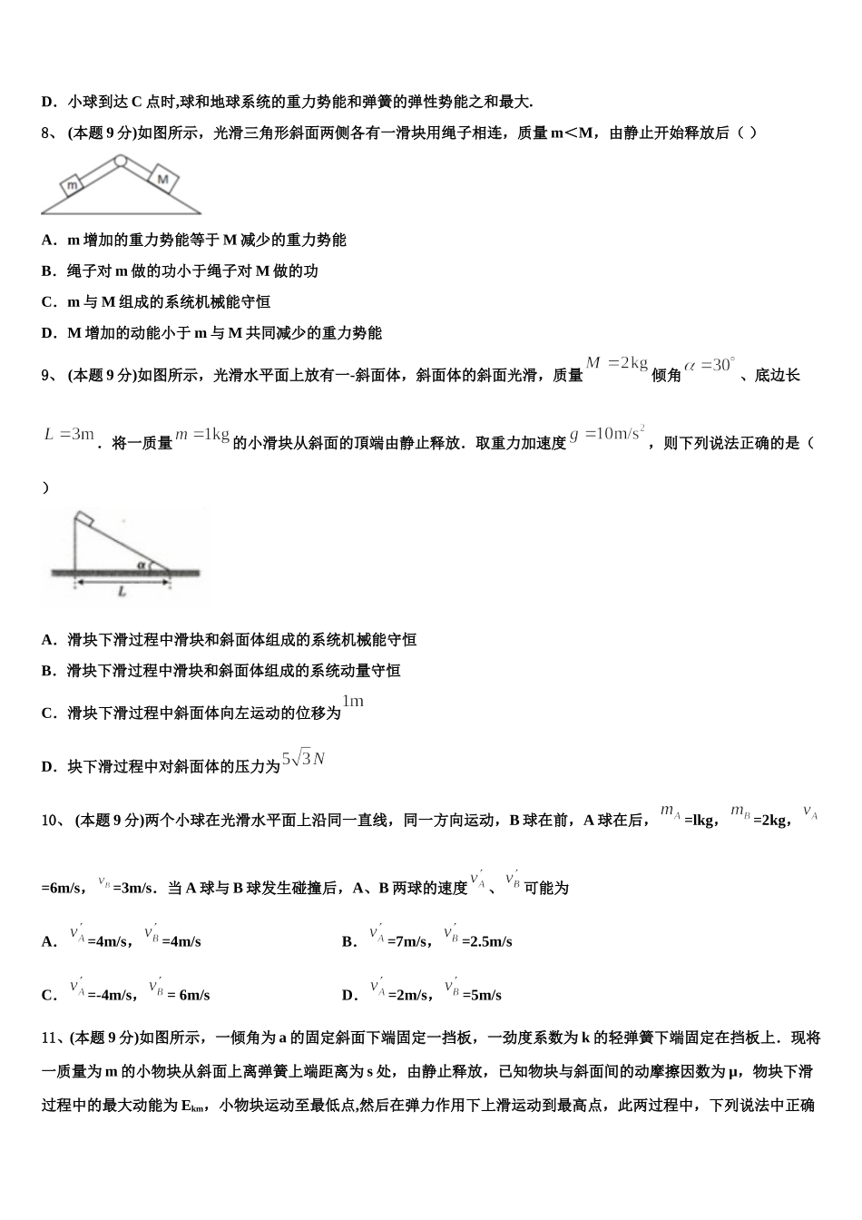 广东省广州市实验中学2024-2025学年物理高一第二学期期末综合测试试题含解析_第3页