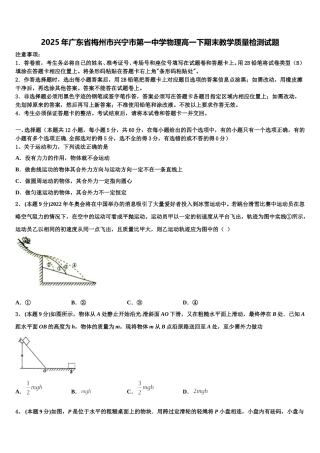 2025年广东省梅州市兴宁市第一中学物理高一下期末教学质量检测试题含解析